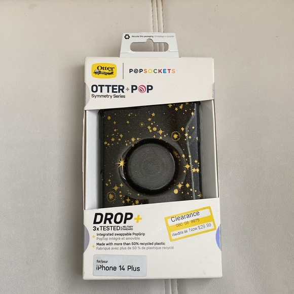 New OtterBox Apple iPhone 14 Plus Pop Symmetry  Series Case Black Stars Glitter - Picture 6 of 9